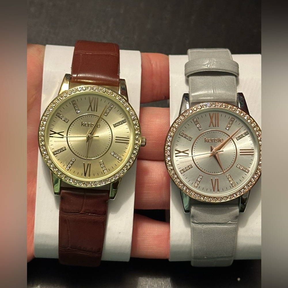 Kensie Gold and Silver Watches BUNDLE with Brown and Gray Straps